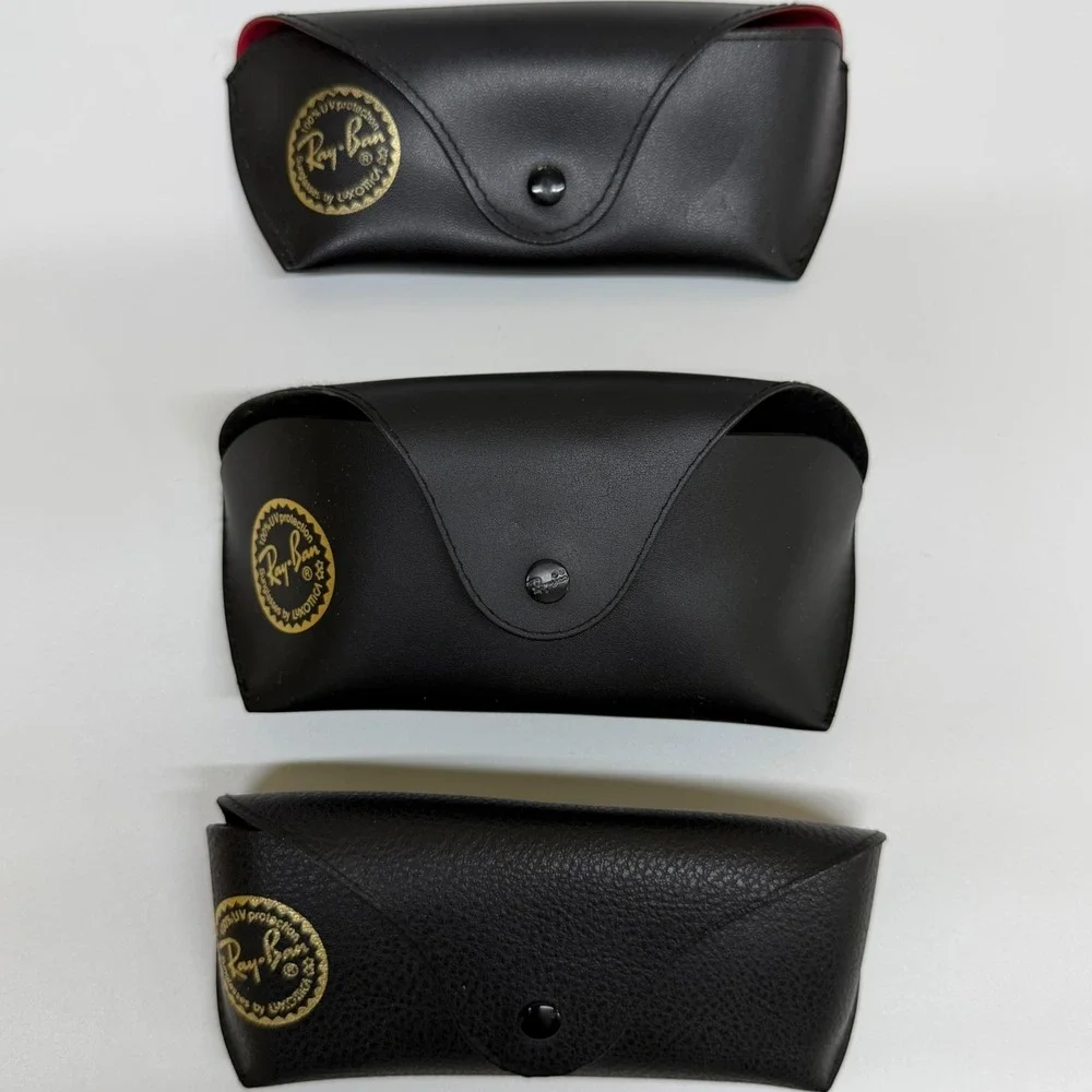 Ray-Ban Sunglasses Case Lot of 3 Black Faux Leather Replacement Covers Used